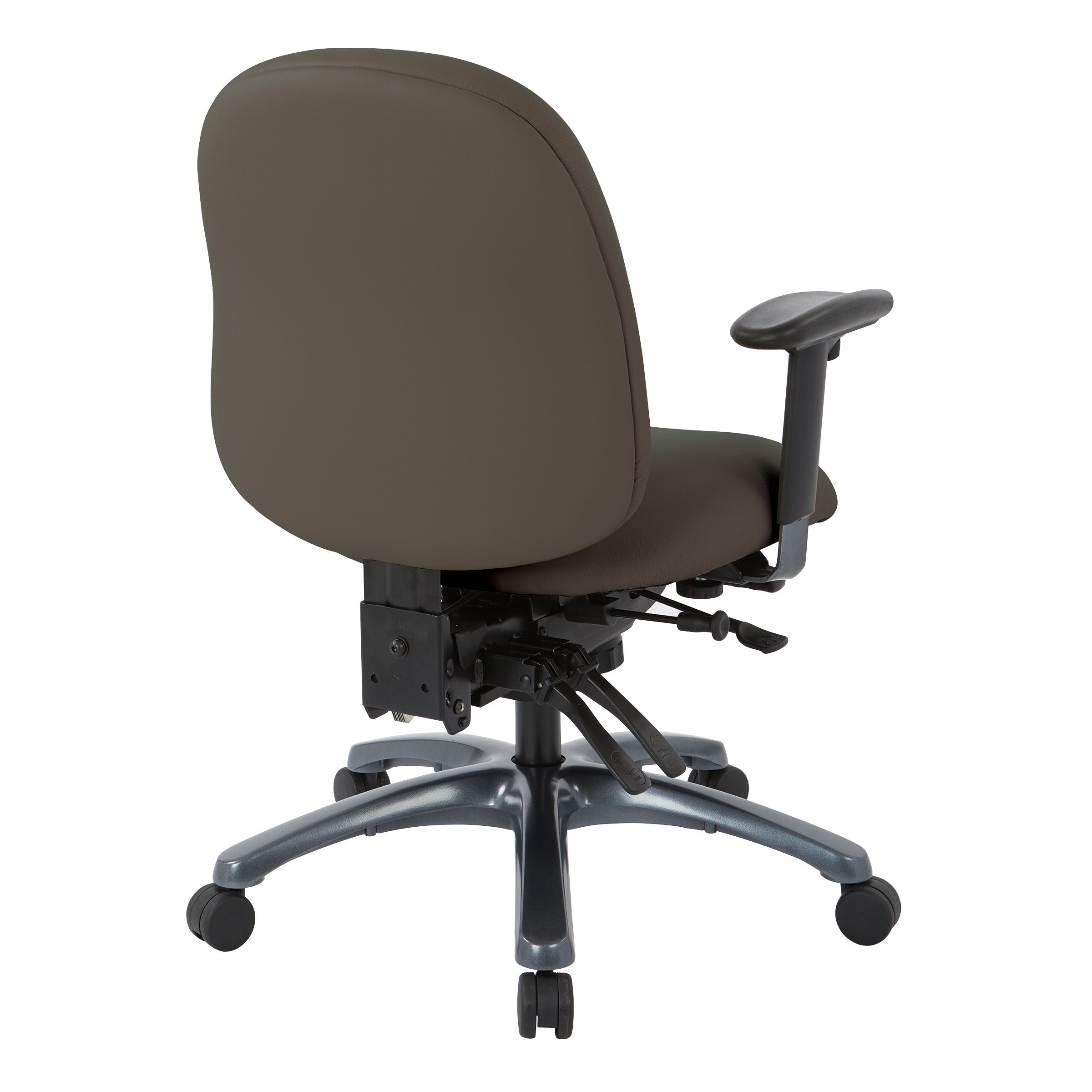 Multi-Function Mid Back Chair with Seat Slider and Titanium Finish Base